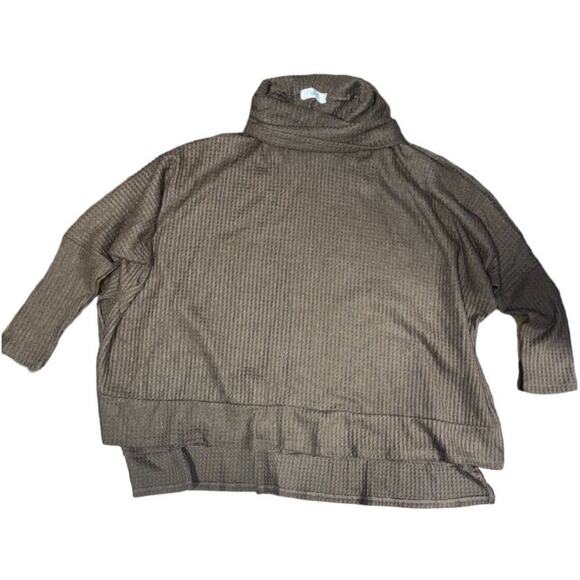 TALULAH Tops - Talulah Women’s Brown Oversized Waffle Knit Top Cowl Neck Long Sleeve Size Small